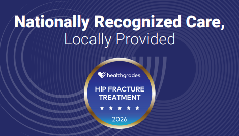 Hip Fracture Treatment Logo 2026 Nationally Recognized Care, Locally Provided - 2026 Healthgrades Hip Fracture Treatment